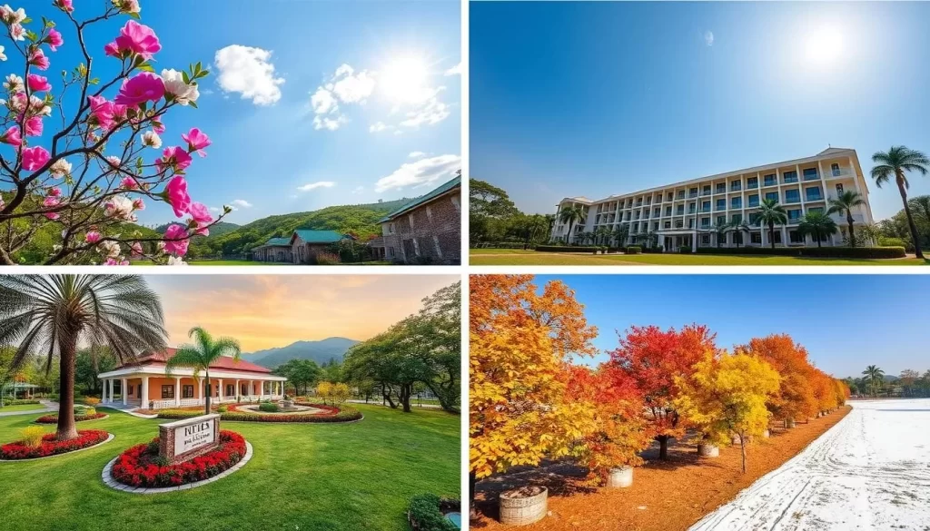 Image of a hotel in Telangana during different seasons