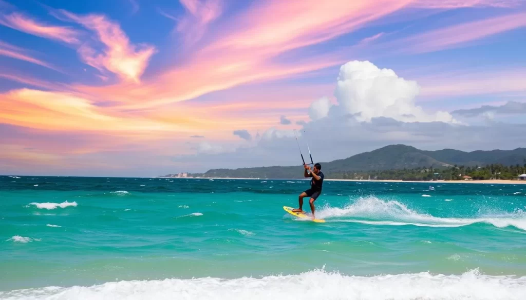 Image of a kitesurfer in action on Watamu Beach
