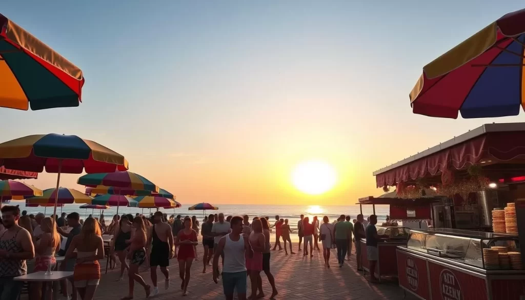 Image of a lively beach party in Alanya