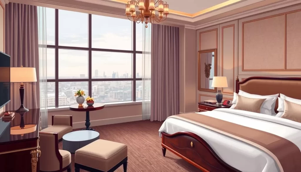 Image of a luxurious hotel room in Madison, Wisconsin