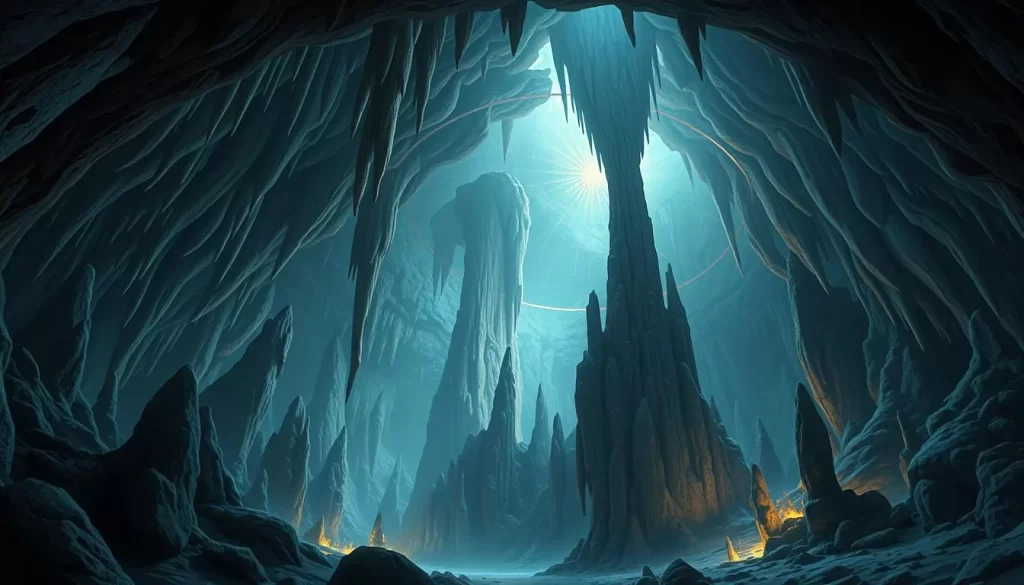 Image of a majestic cave with stalactites and stalagmites