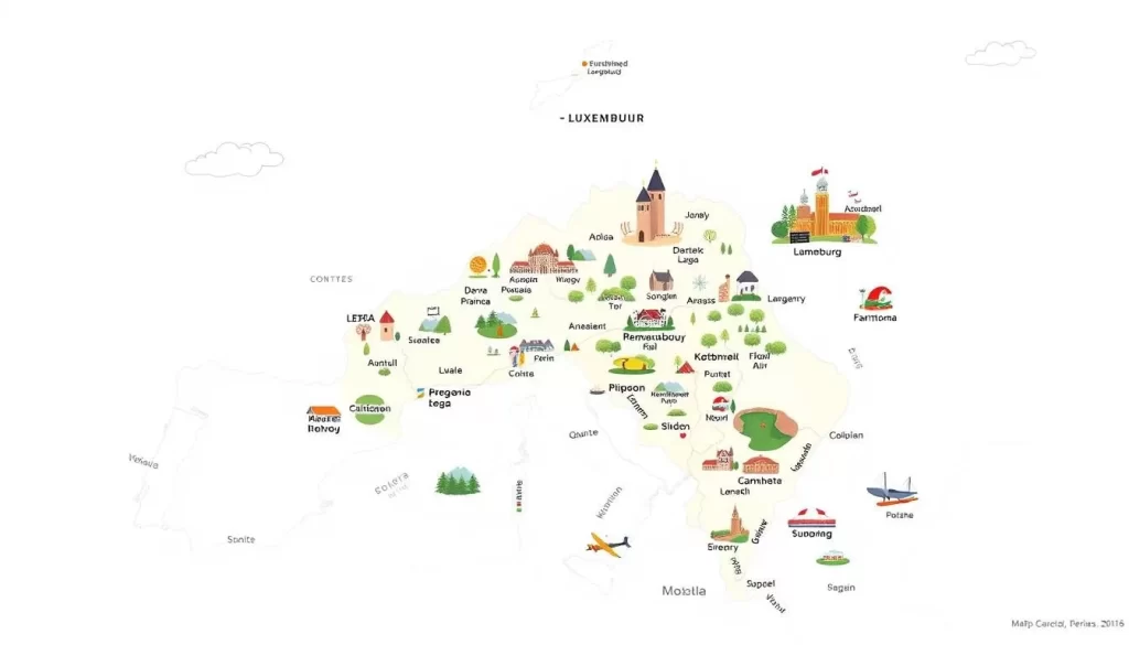 Image of a map showing Luxembourg's location and nearby Moselle regions