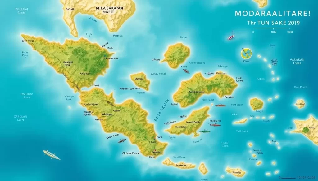 Image of a map showing the islands in Tun Sakaran Marine Park