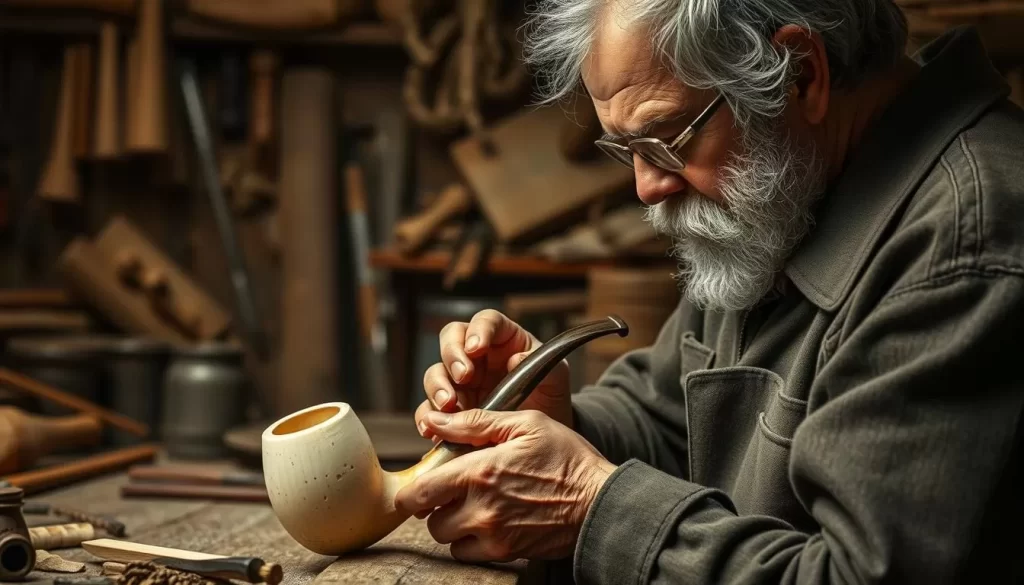 Image of a meerschaum pipe being crafted