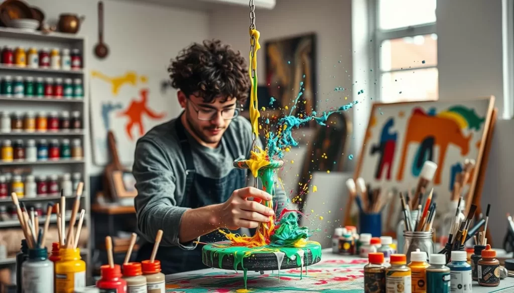 Image of a person creating pendulum art