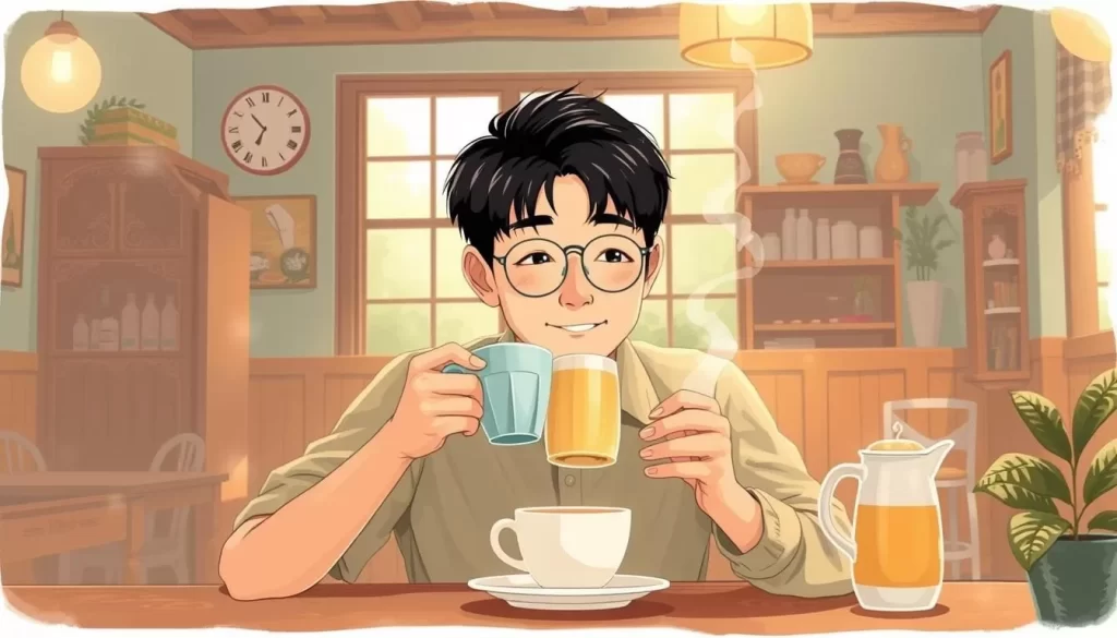 Image of a person enjoying Ipoh White Coffee at a traditional coffee shop