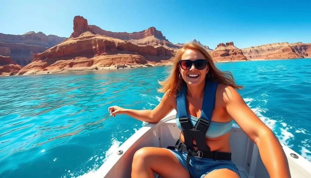 Image of a person enjoying a boat ride on Lake Powell