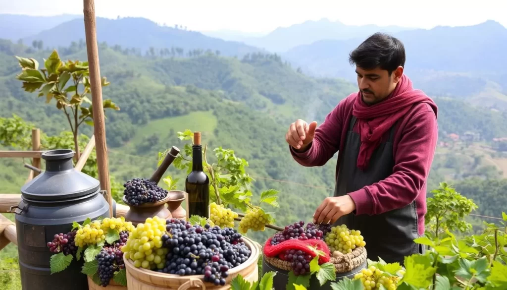 Image of a person participating in a winemaking workshop in Mussoorie