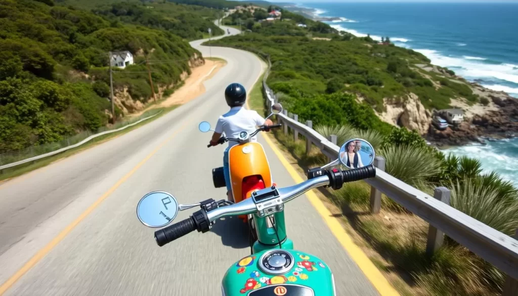 Image of a person riding a moped on Block Island