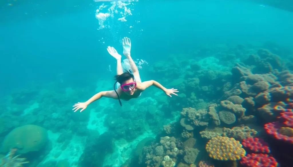 Image of a person snorkeling or diving in the crystal-clear waters around Ko Chang