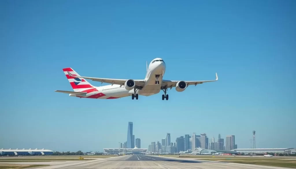 Image of a plane landing at O'Hare International Airport