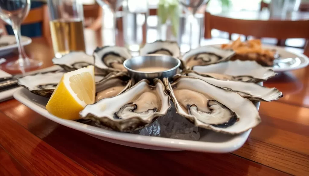 Image of a plate of freshly shucked Knysna oysters at a local restaurant