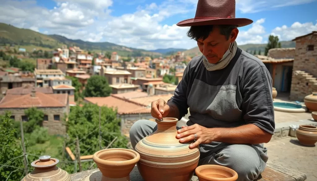 Image of a potter at work in Avanos, creating a traditional ceramic piece.