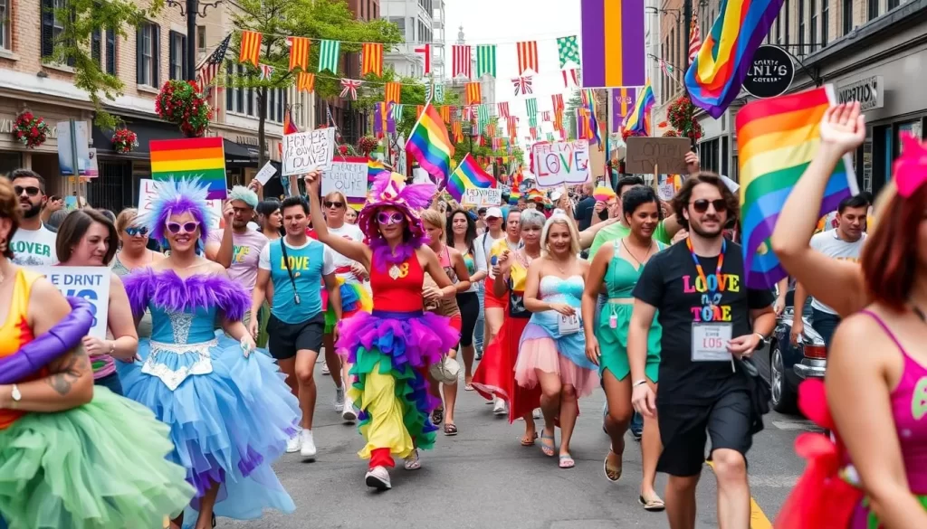 Image of a pride parade in Rhode Island