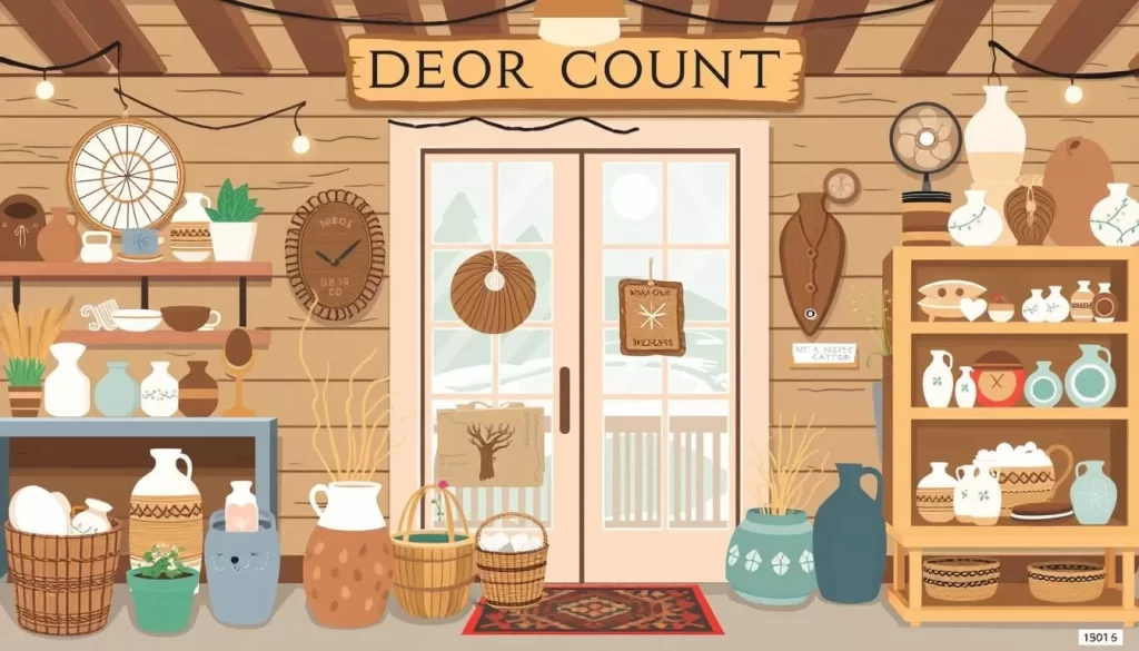 Image of a quaint Door County boutique with local artisans' work on display