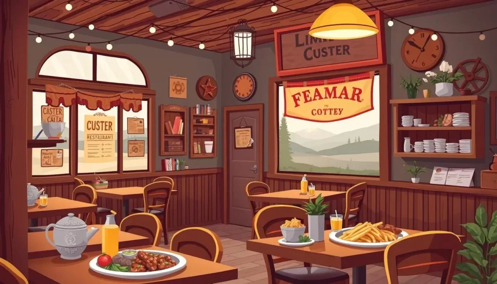 Image of a restaurant in Custer, South Dakota, serving local cuisine.