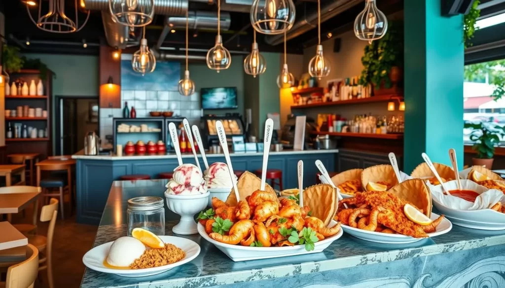 Image of a restaurant serving artisan gelato or seafood