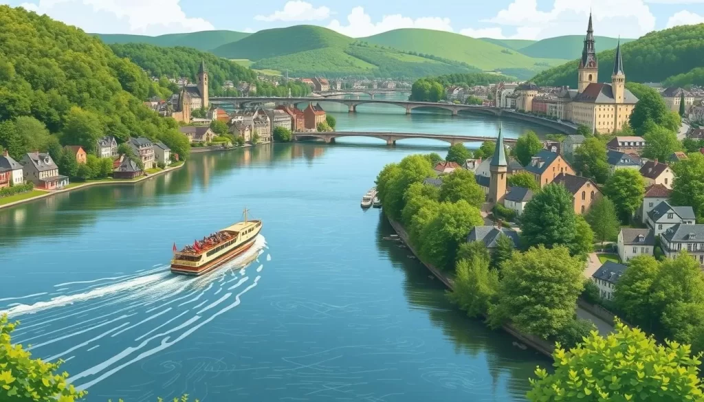 Image of a scenic Meuse River cruise in Dinant