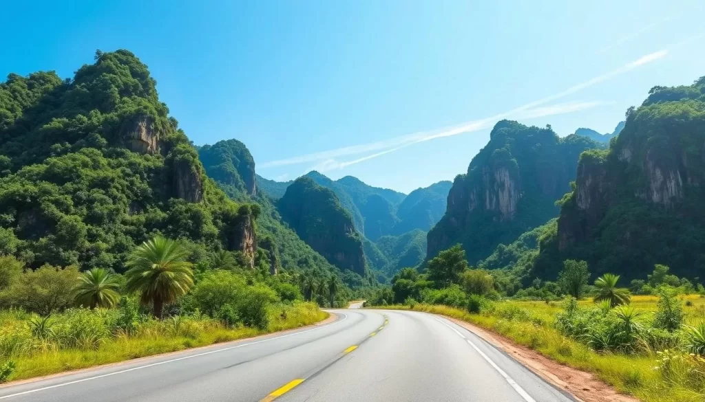 Image of a scenic route to Khao Sam Roi Yot National Park