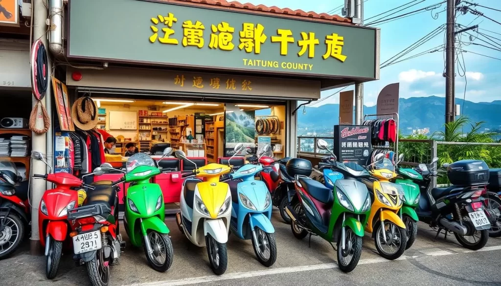 Image of a scooter or bicycle rental shop in Taitung County