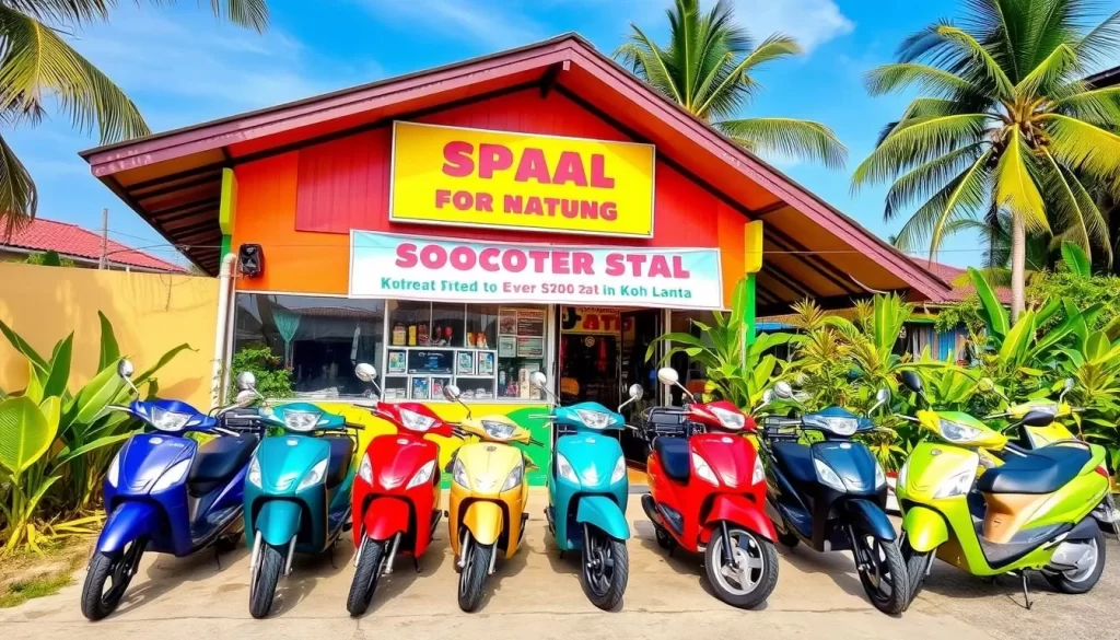 Image of a scooter rental shop in Koh Lanta