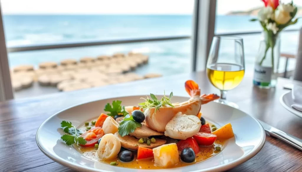 Image of a seafood dish at a Belgian coast restaurant