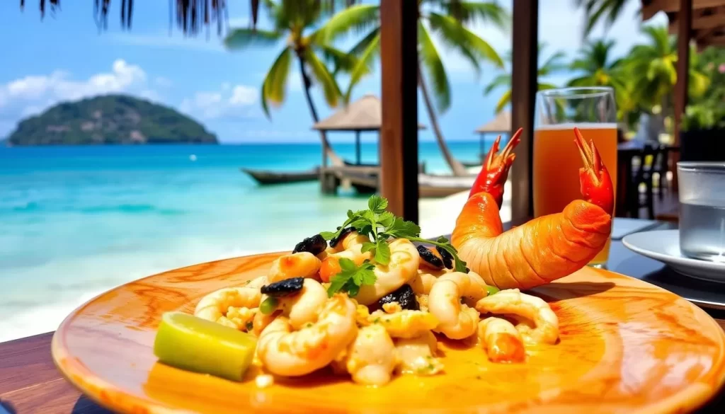 Image of a seafood dish at a beachside restaurant in Ko Chang