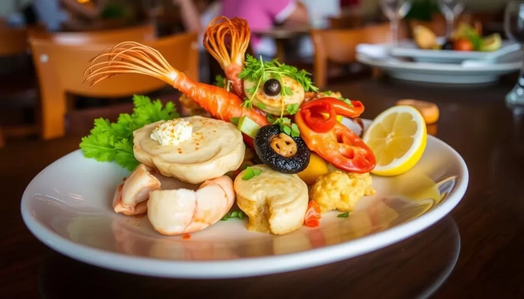 Image of a seafood dish served at a Dauphin Island restaurant