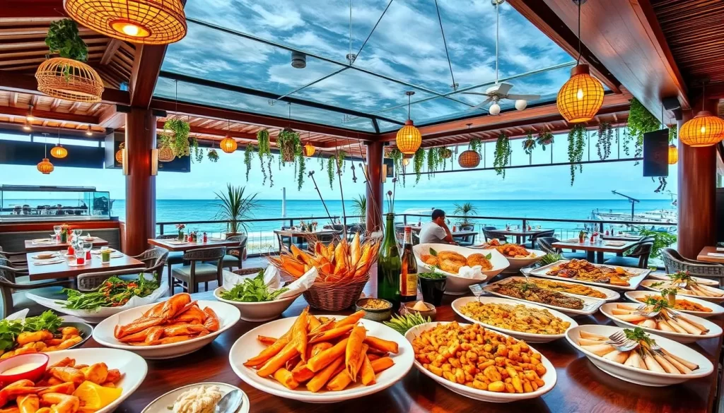 Image of a seafood restaurant in Hua Hin with fresh catch