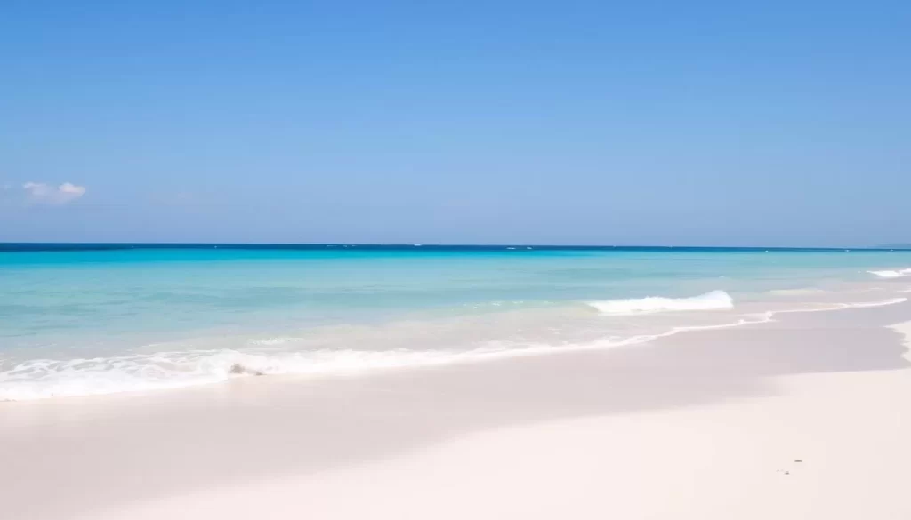 Image of a serene Diani Beach with pristine white sand and turquoise waters