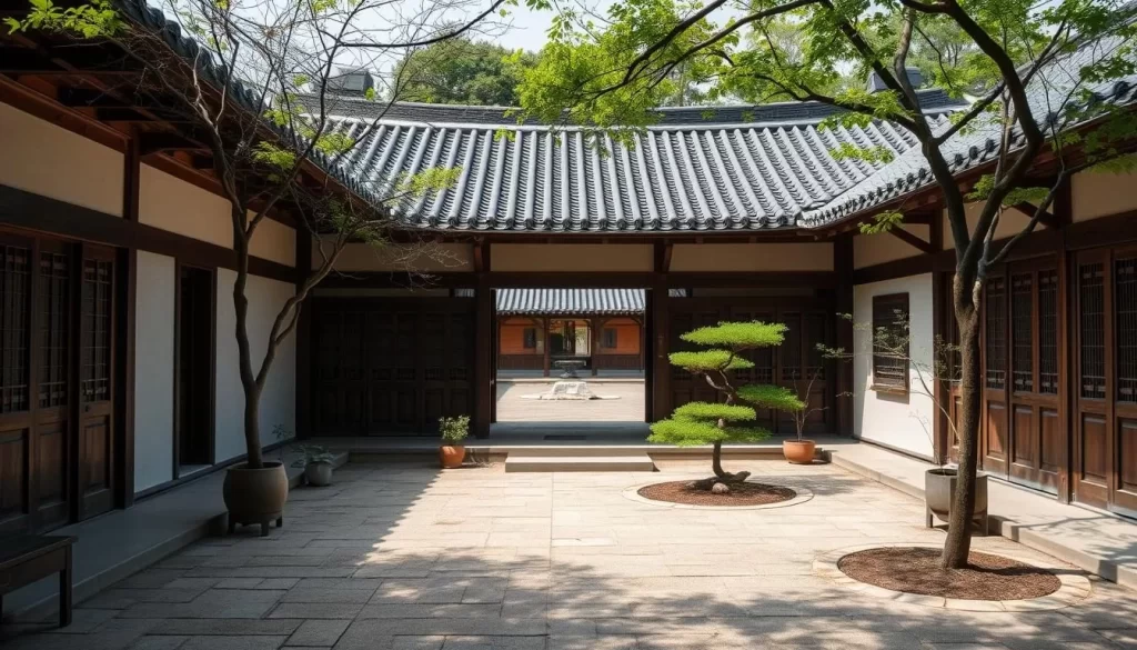 Image of a serene Jeonju hanok courtyard