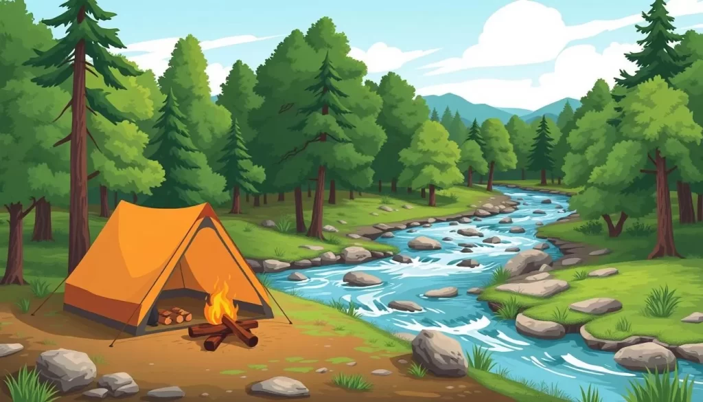 Image of a serene campsite at Bennett Spring State Park