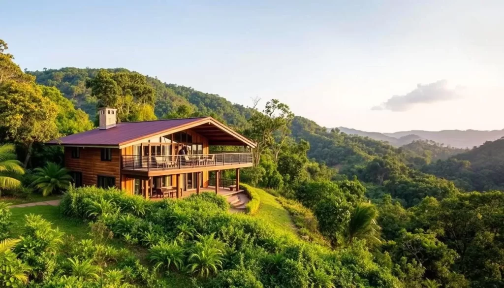 Image of a serene eco-lodge in the hills surrounding Kpalimé