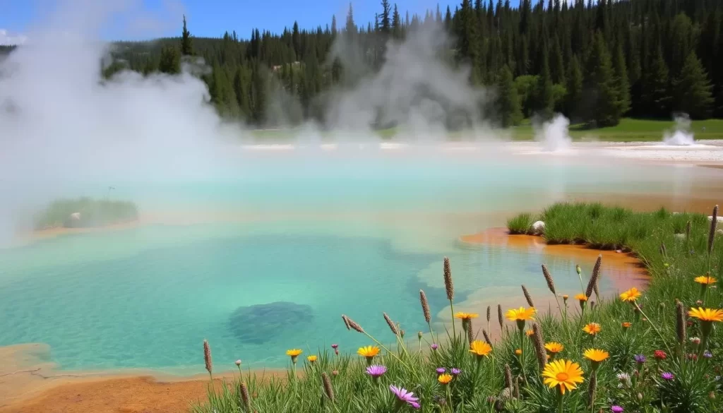 Image of a serene hot spring in Yellowstone
