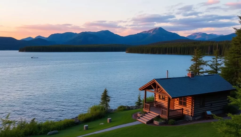 Image of a serene lakeside cabin at Moosehead Lake
