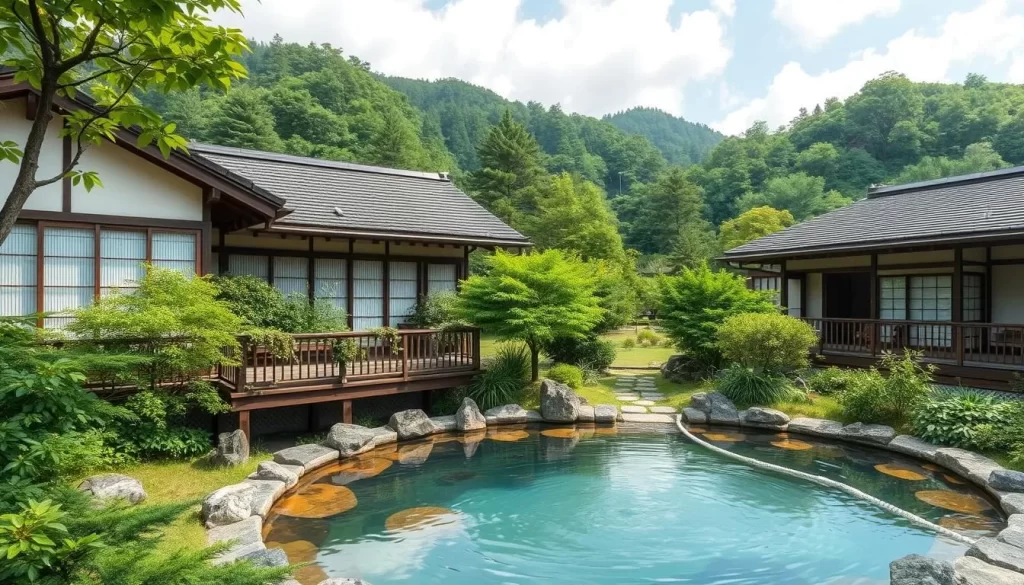 Image of a serene ryokan in Niigata with a natural hot spring