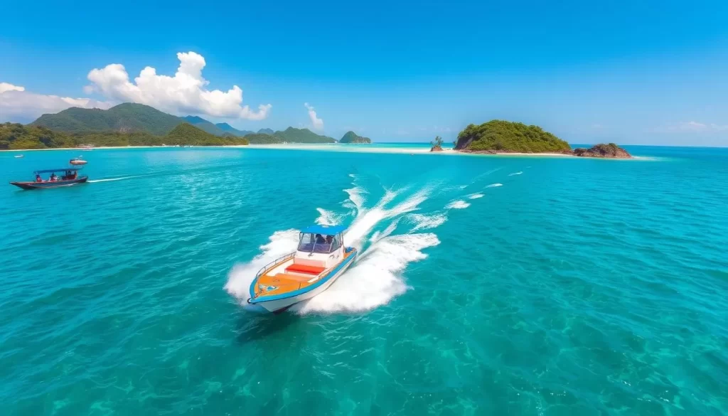 Image of a speedboat journey from Kuala Besut to the Perhentian Islands