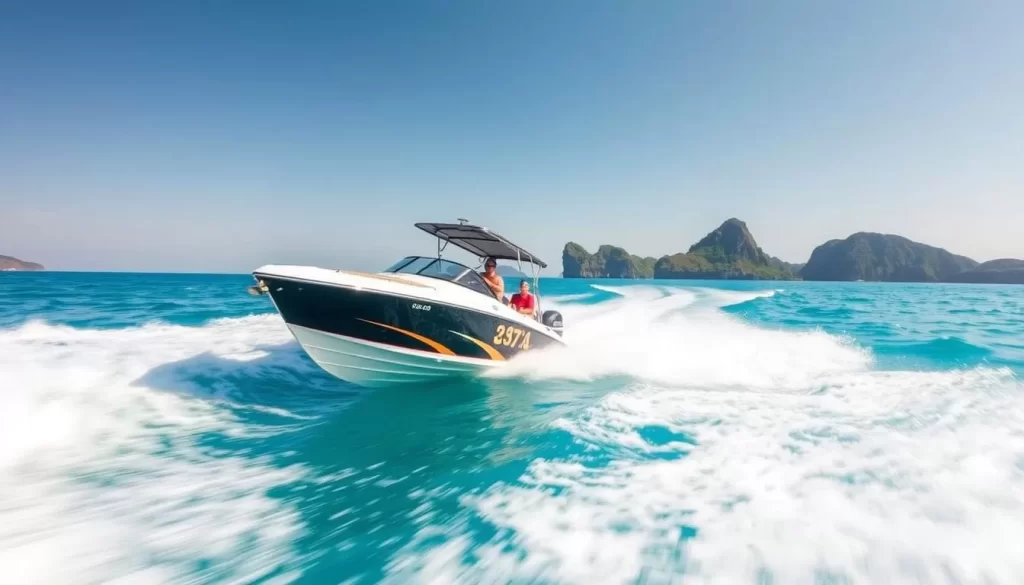 Image of a speedboat traveling from Phuket to Koh Phi Phi