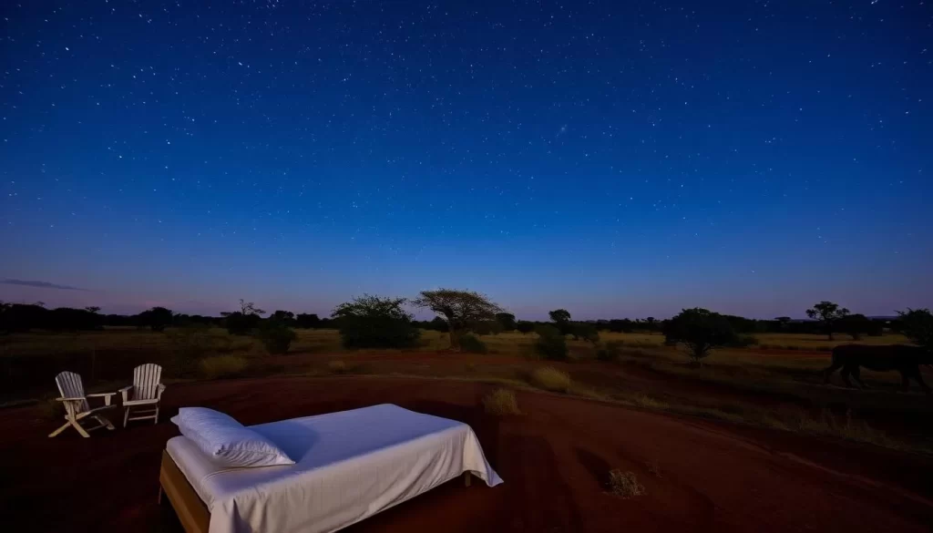 Image of a star bed in Laikipia, Kenya, with a clear night sky