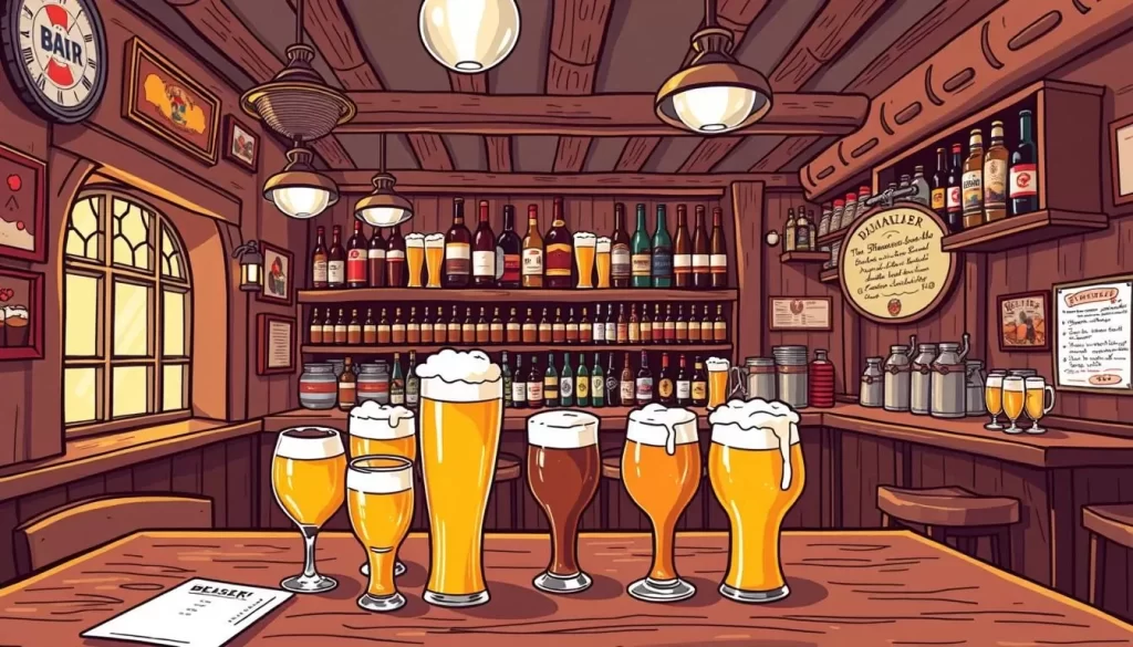 Image of a traditional Belgian beer bar with a wide variety of beers