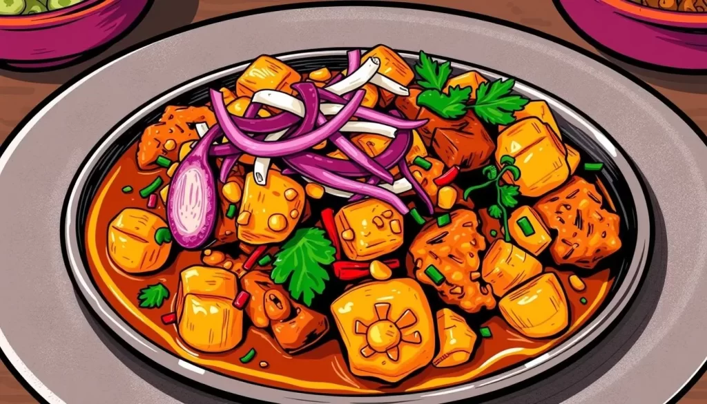 Image of a traditional Damanese dish, showcasing the fusion of Goan and Gujarati flavors