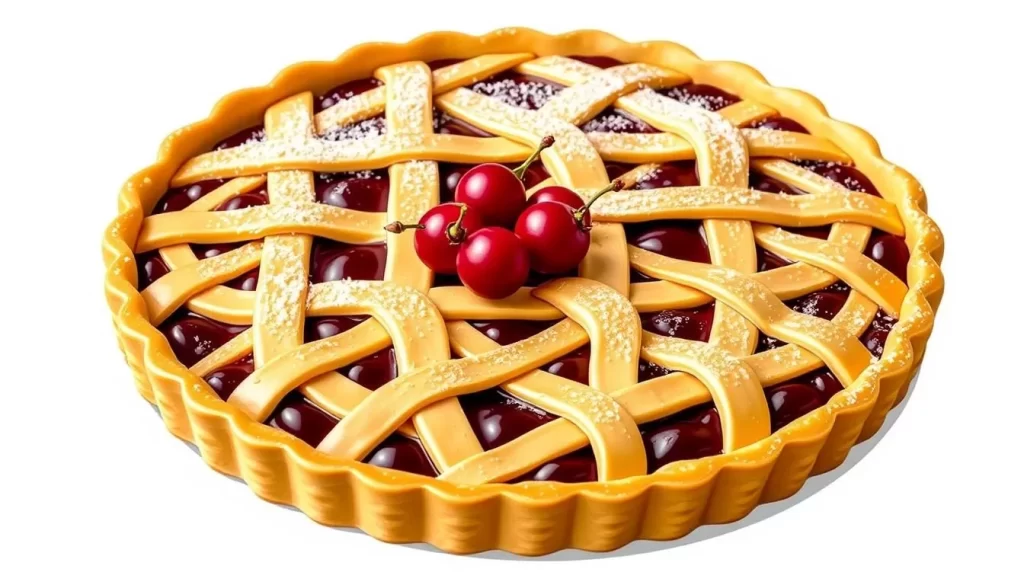 Image of a traditional Linzer Torte with redcurrants