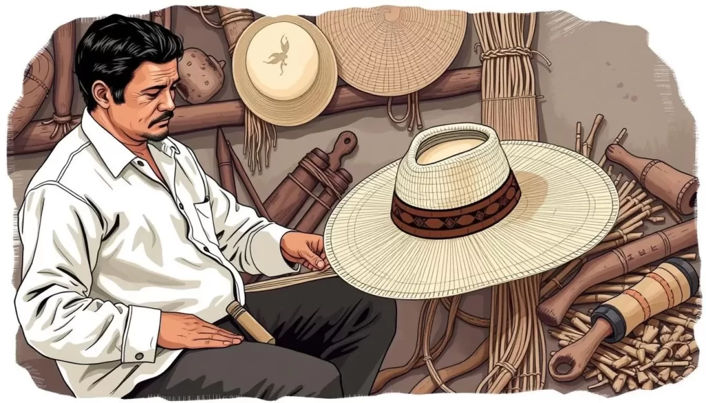 Image of a traditional Panama hat being woven