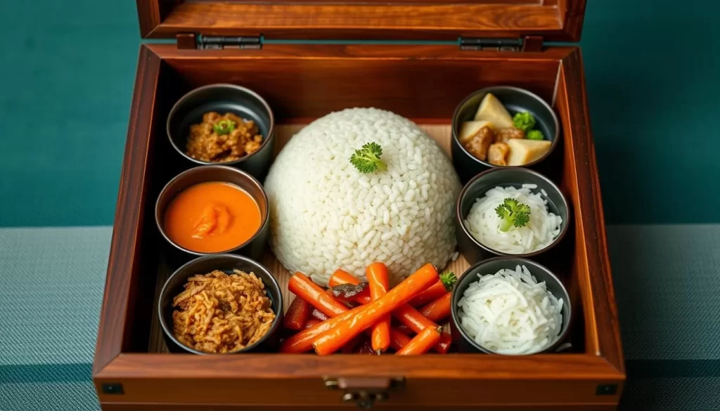 Image of a traditional Taiwanese railway lunchbox with Chishang rice