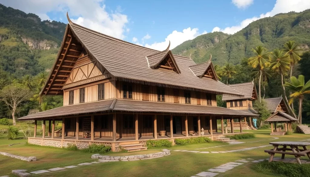 Image of a traditional longhouse in the Kelabit Highlands
