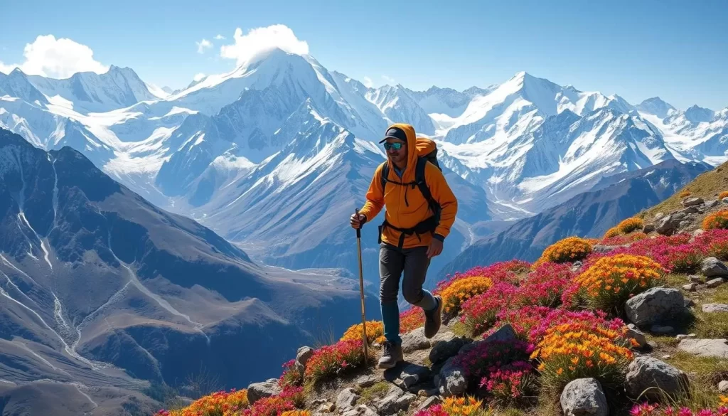 Image of a trekker in the Himalayas