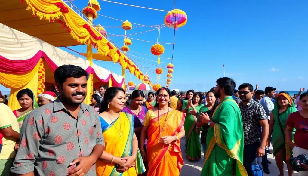 Image of a vibrant Lakshadweep festival with locals and tourists celebrating together