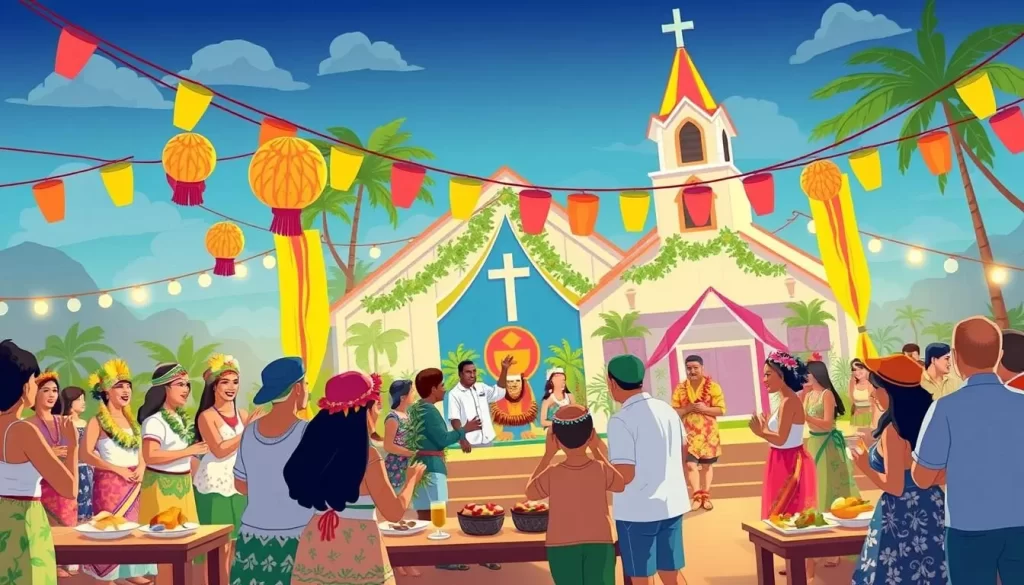 Image of a vibrant church festival in American Samoa