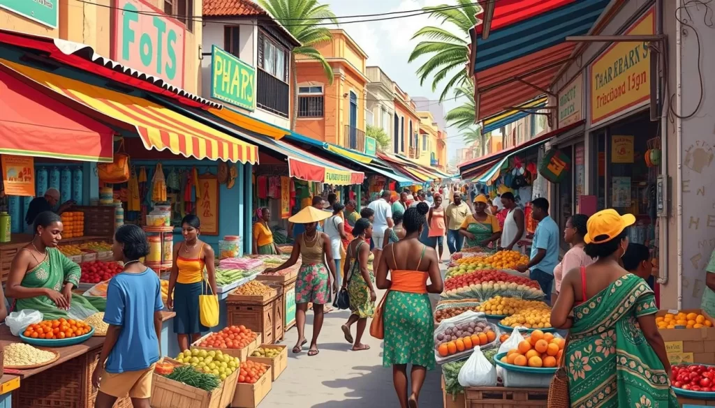 Image of a vibrant market scene in Durban, South Africa