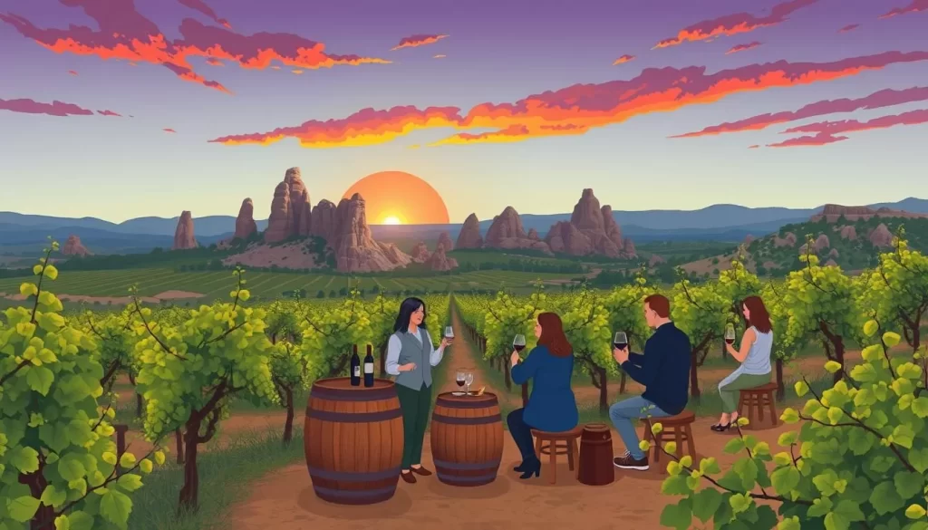 Image of a wine tasting experience in a Cappadocian vineyard.